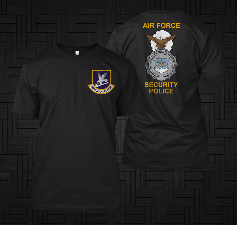 Air Force Security Police Forces Defensor Fortis Black T-Shirt