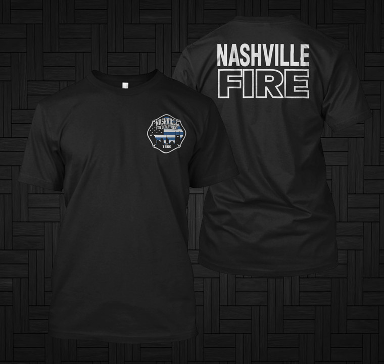 NFD Nashville Fire Department Fighters Black T-shirt