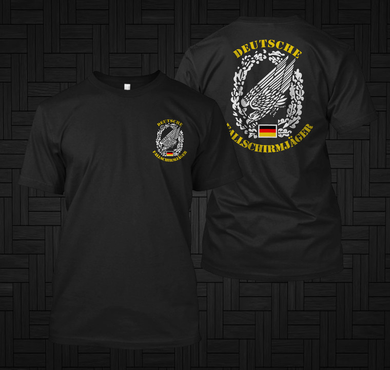 Germany Special Forces Airborne Paratroopers Fallschirmjäger World War Black T-shirt