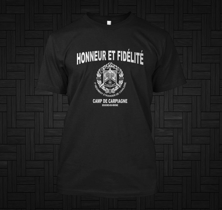 Legion Etrangere T-Shirt French Foreign Army Motto 1er Regiment de Cavalerie Black Shirt