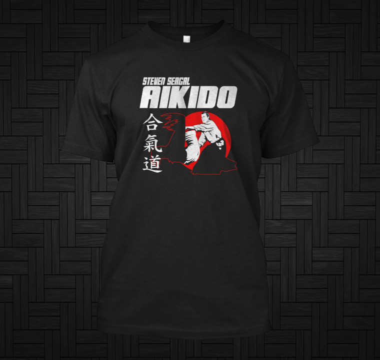 Steven Seagal Aikido Martial Arts Japan Kanji Black T-Shirt