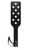 Shadow black faux-leather impact paddle with ten die-cut holes and wrist loop