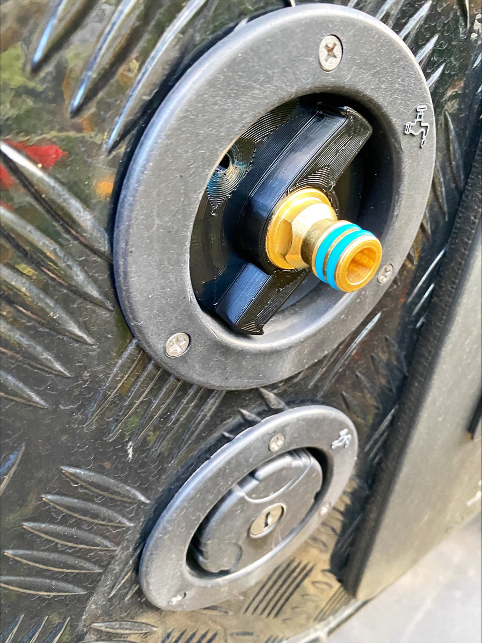 Caravan Filler Adapter Installed