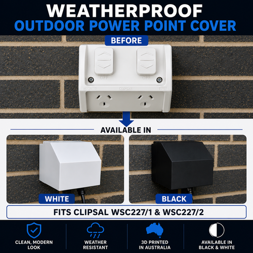 Outdoor Power Point Cover for Clipsal WSC227/1 & WSC227/2 Weatherproof GPOs