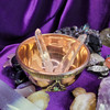 Triple Triquetra  Brass and Copper Ritual Cup with Green Jade Gemstones