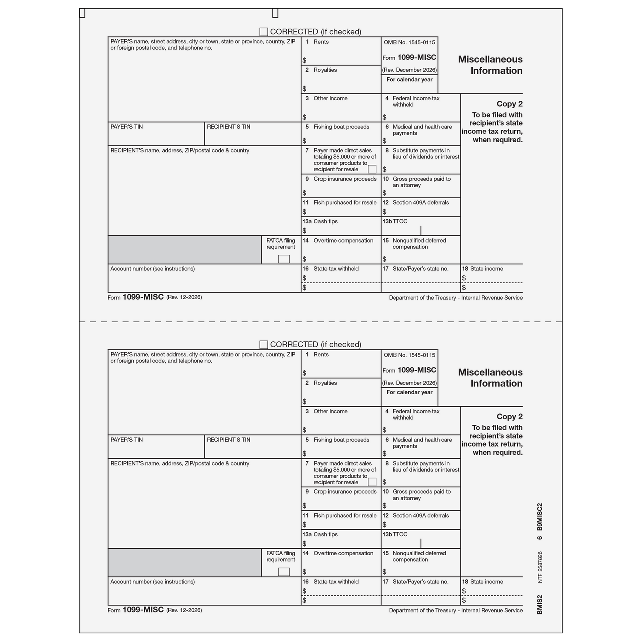 micoページ BMIS205 - 1099-MISC Miscellaneous Information - Recipient State
