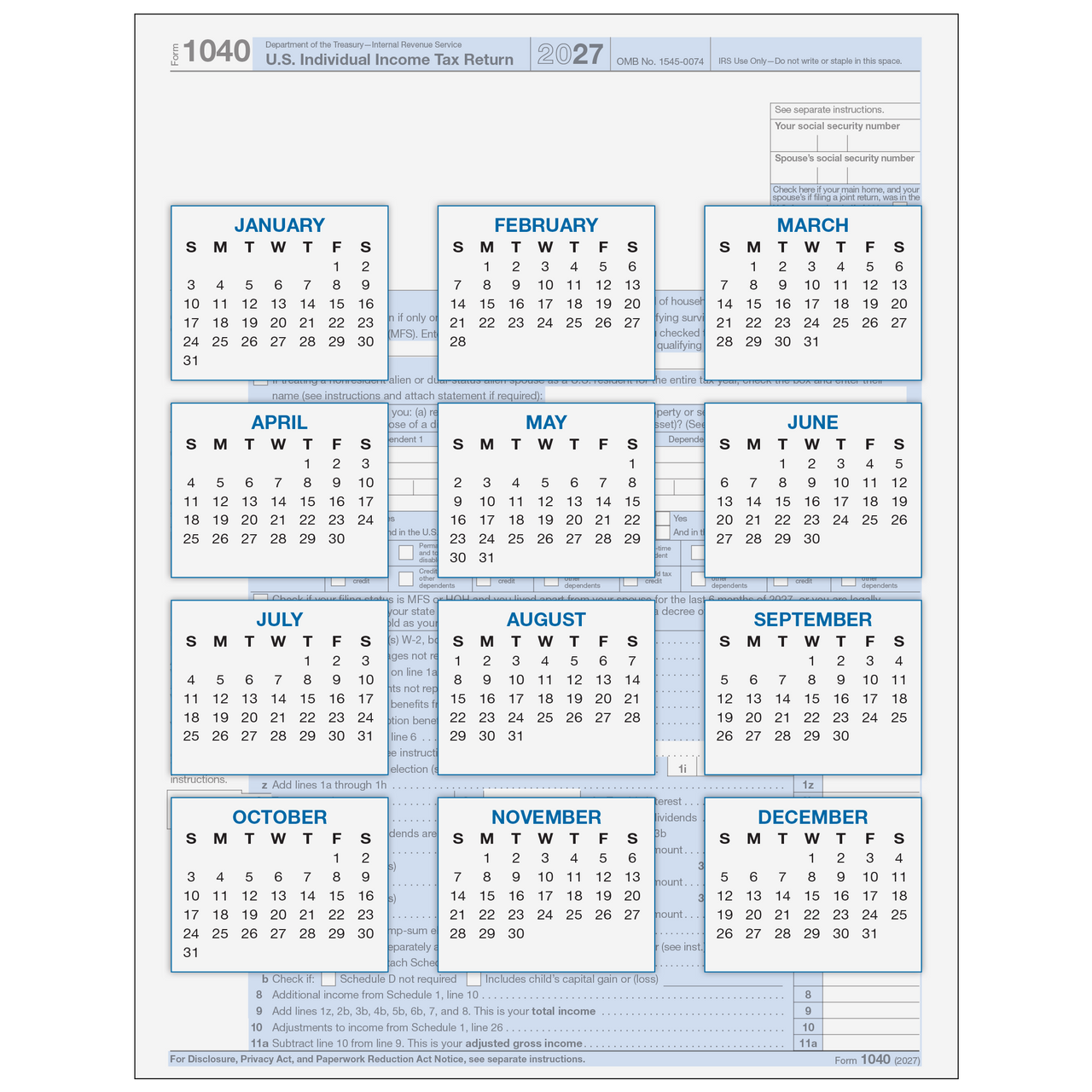 CALEN3814 - 1040 Laser Calendar - Greatland.com