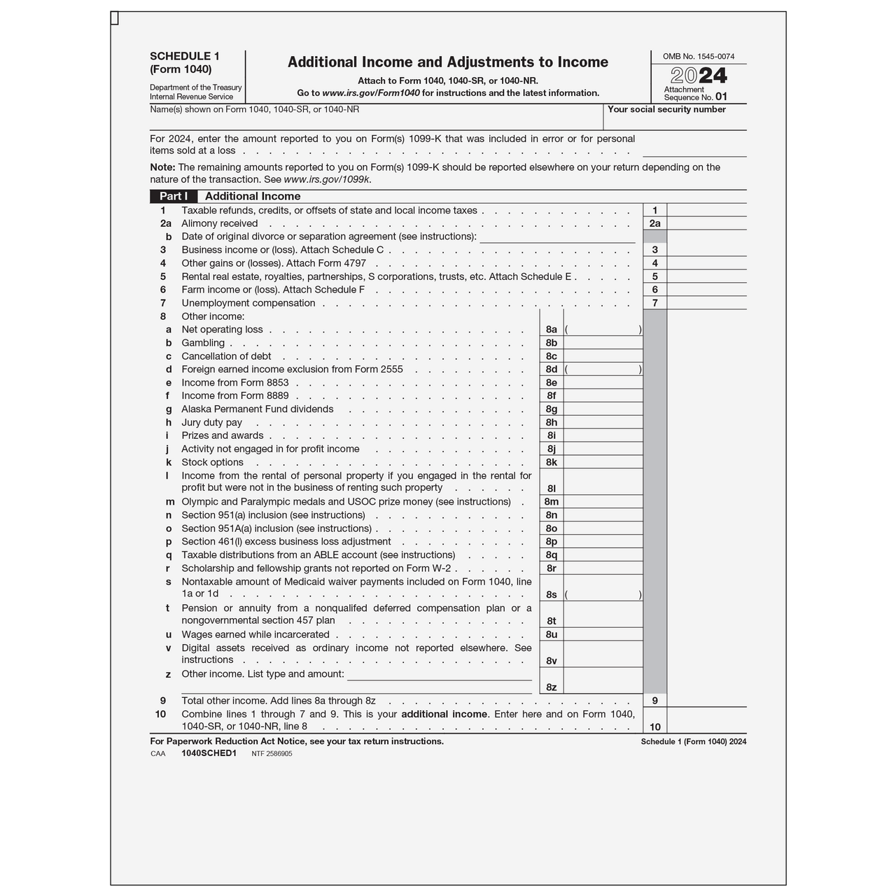 1040sched1 - form 1040 schedule 1 additional income and