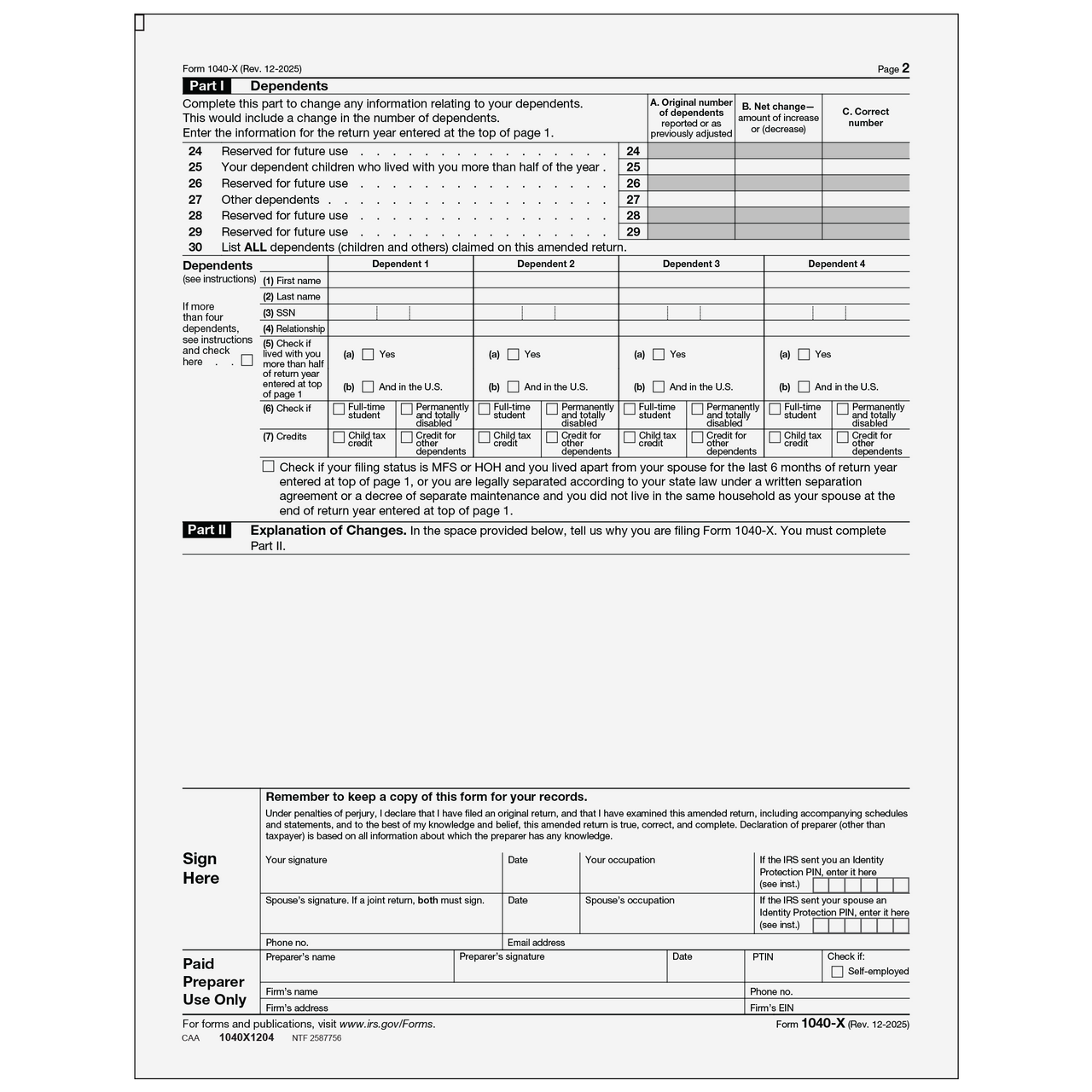 1040X1204 - Form 1040-X Amended U.S. Individual Income Tax Return