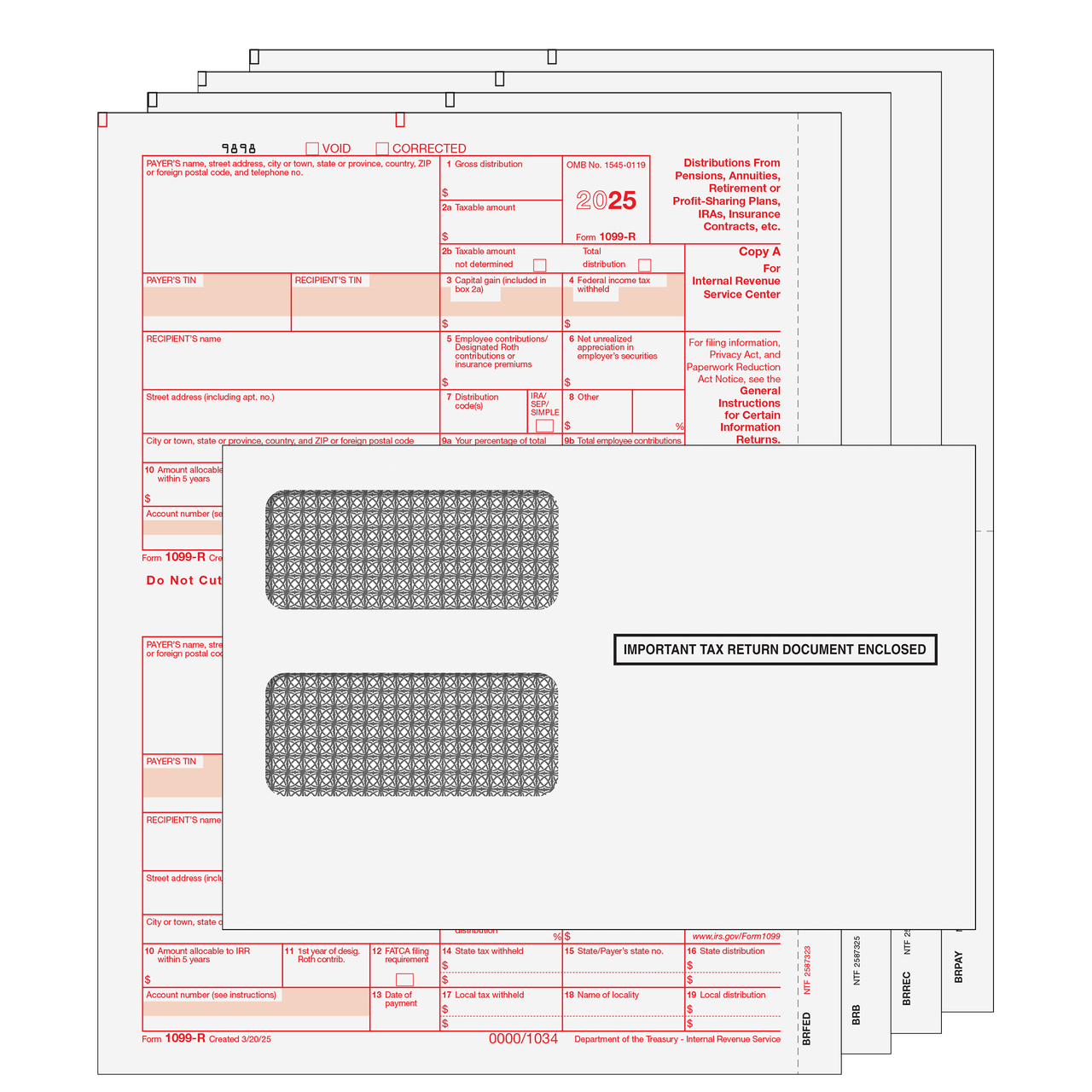 RS4E - 1099-R Distributions From Pensions, etc. - Preprinted 4-Part Kit ...