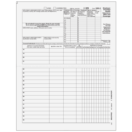 B95CFPREC05 - Form 1095-C - Preprinted Full Page (Recipient Copy)