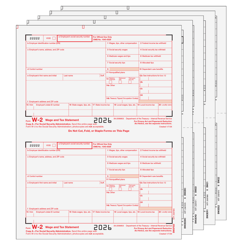 W2COMBS605 - Condensed W-2 Form 6-part Set (2-up Copies)