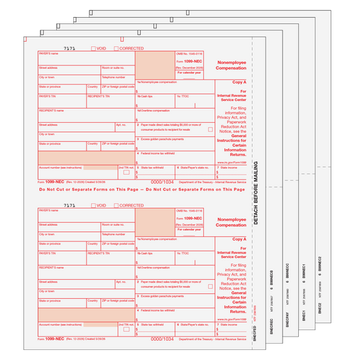 NECS505 - 1099 Non-Employee Compensation - 5-part Set (Preprinted)