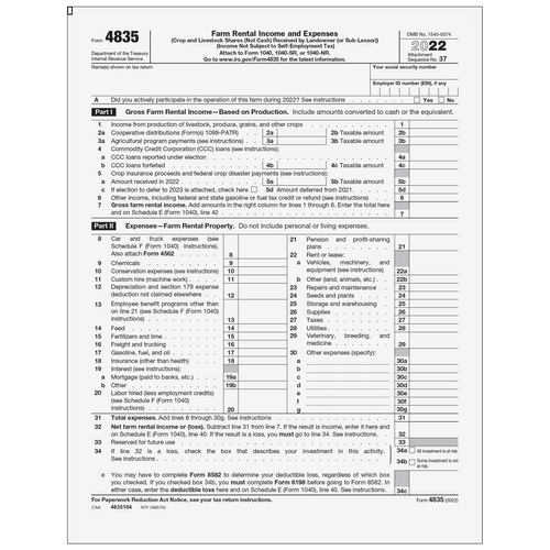 4835104 - Form 4835 Farm Rental Income and Expenses