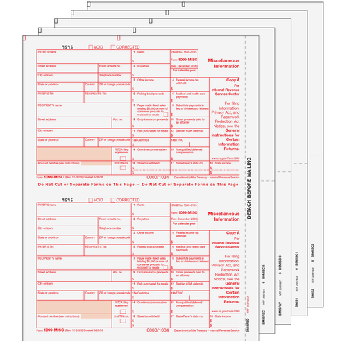 MISCS505 - 1099 Miscellaneous Information 5-part Set (Preprinted)