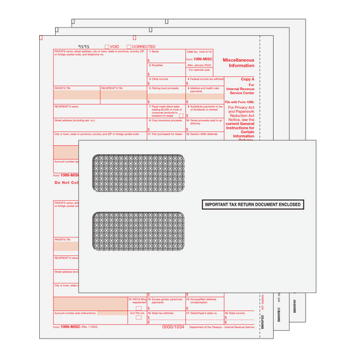 MISCS3TE - 1099-MISC Miscellaneous Information Preprinted 3-part Kit (with Tamper Evident Envelopes)