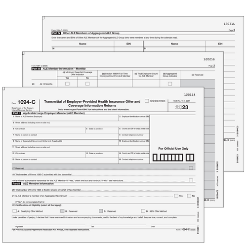 B1094CS05 - Form 1094-C - Transmittal of Employer-Provided Health Insurance Offer and Coverage Information Returns (All Pages)