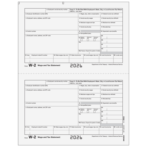 BW2EE205 - Form W-2 Employee State, City, or Local, Copy 2