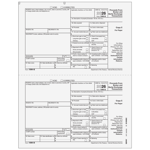 BBPAY05 - Form 1099-B Proceeds From Broker and Barter Exchange Transactions - Copy C Payer