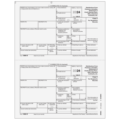 BRREC05 - Form 1099-R Distributions from Pensions, etc. - Copy C Recipient
