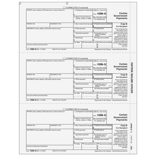 5028 - Form 1099-G Certain Government Payments - Copy B Recipient