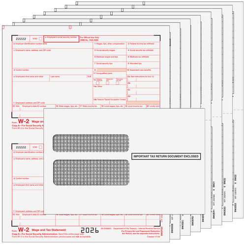 W2TRADS8E - Traditional W-2 Preprinted 8-part Kit (with Self Seal Envelopes)