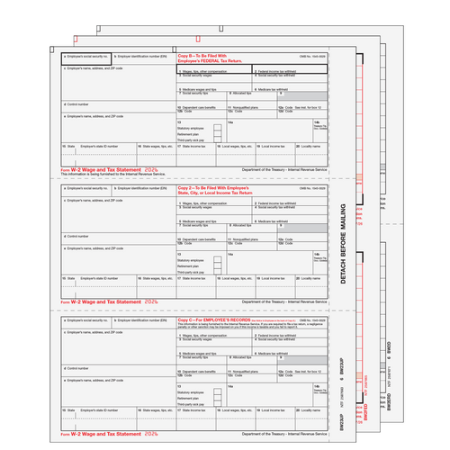 W23UPS405 - Condensed W-2 Form 4-Part Set (Preprinted)