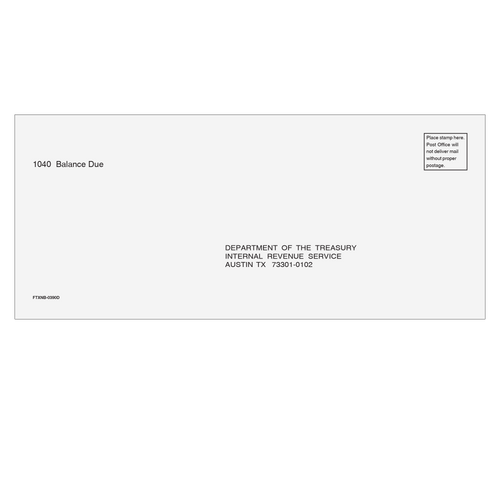 FTXNB10 - 1040 Balance Due Envelope - Austin, TX FTXNB10 - 1040 Balance Due Envelope - Austin, TX