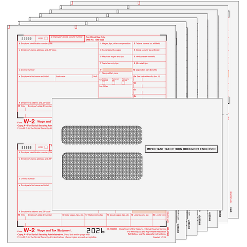 W2TRD6E25 - Preprinted W-2 Form 6-part Kit (with Moisture Seal Envelopes) - 25 quantity