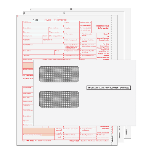 MISCS3E - 1099-MISC Miscellaneous Information 3-part Kit (with Self Seal Envelopes)