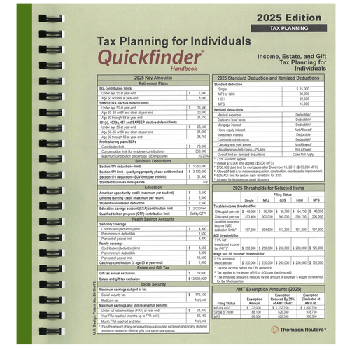QFTP - Individual Tax Planning Quickfinder Handbook QFTP - Individual Tax Planning Quickfinder Handbook
