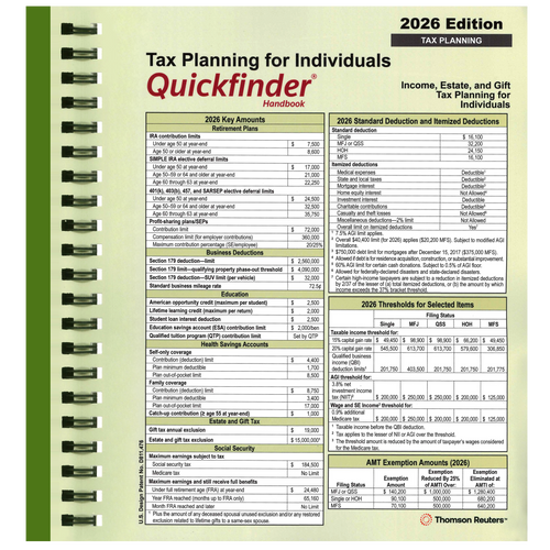 QFTP - Individual Tax Planning Quickfinder Handbook