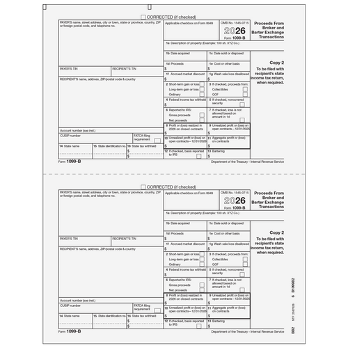 BB205 -  Form 1099-B Proceeds From Broker and Barter Exchange Transactions - Copy 2 Recipient State