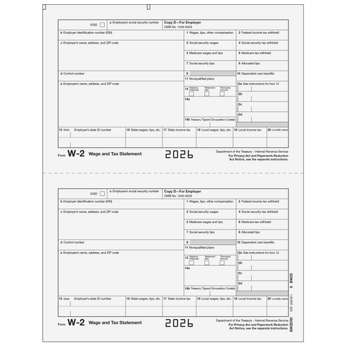 BW2ERD05 - Form W-2 Employer, Copy D