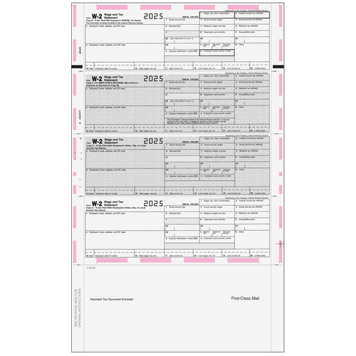 80483 - Pressure Seal EZ-Fold Preprinted W-2 Forms 4up Horizontal (with Instructions)