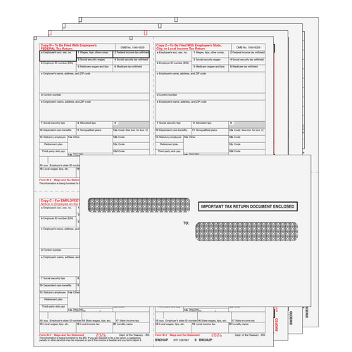 W24UPS6E - 4up Quadrant W-2 Form 6-part Kit - (with Self Seal Envelopes)