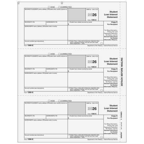 B98EPAY05 - Form 1098-E Student Loan Interest Statement - Copy C Recipient/Lender