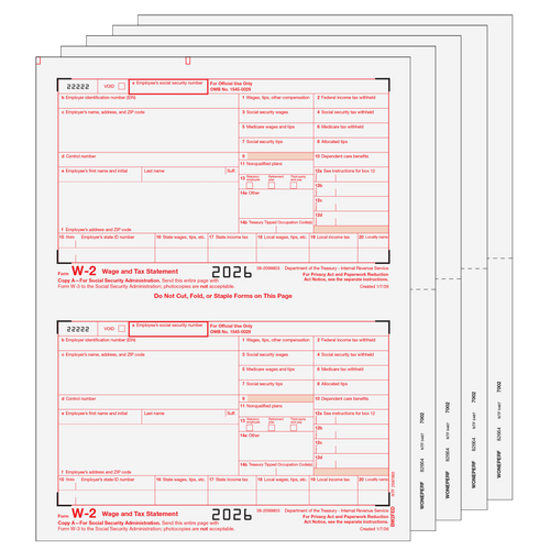 TRADSET805 - Traditional W-2 Form 8-part Set (Blank Copies)