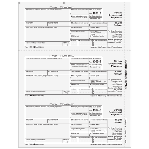 5029 - Form 1099-G Certain Government Payments - Copy C Payer