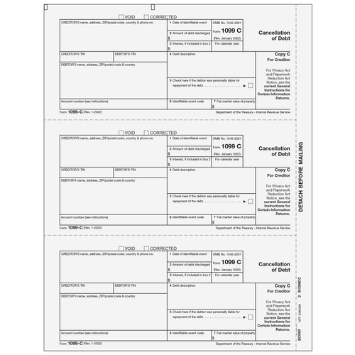 BCPAY05 - Form 1099-C Cancellation of Debt - Copy C Creditor