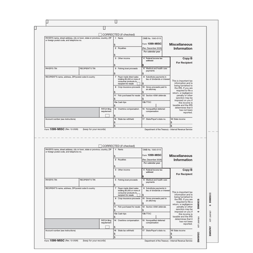 EFMISCS205 - 1099 Miscellaneous Information 2-part E-file Set (Preprinted)