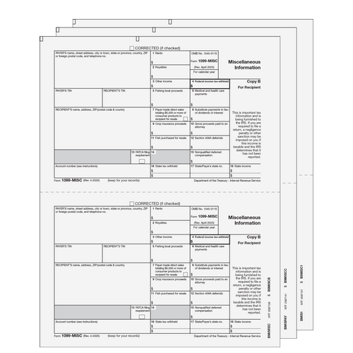 EFMISCS305 - 1099 Miscellaneous Information 3-part E-file Set (Preprinted) EFMISCS305 - 1099 Miscellaneous Information 3-part E-file Set (Preprinted)