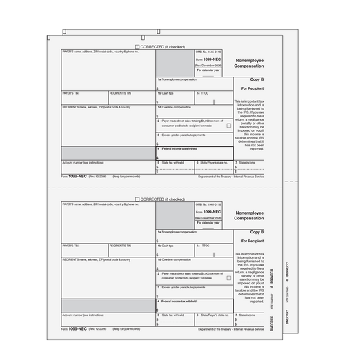 EFNECS205 - 1099 Non-Employee Compensation - 2-part E-file Set (Preprinted)