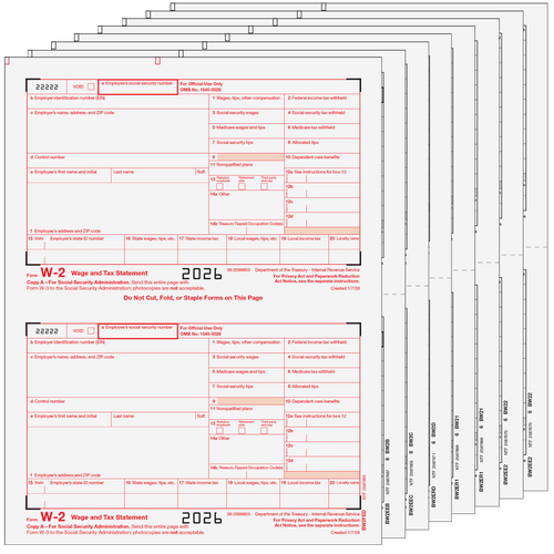 W2TRADS805 - Traditional W-2 Form 8-part Set (Preprinted)