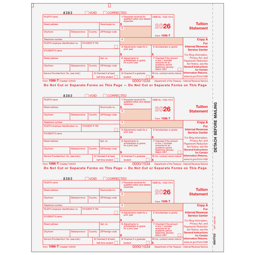 B98TFED05 - Form 1098-T Tuition Statement - Copy A Federal