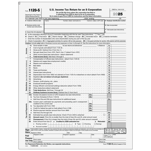 1120S1204 - Form 1120-S Income Tax Return for an S Corporation (Page 1 & 2)