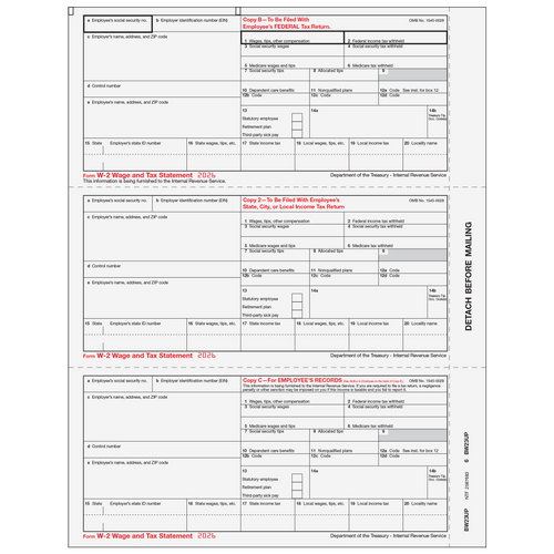 BW23UP05 - Condensed W-2 Employee Copies B/2/C - 3up