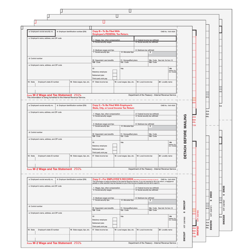 W23UPS605 - Condensed W-2 Form 6-part Set (3up Employee Copies)
