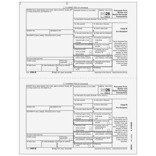 BBREC05 - Form 1099-B Proceeds From Broker and Barter Exchange Transactions - Copy B Recipient