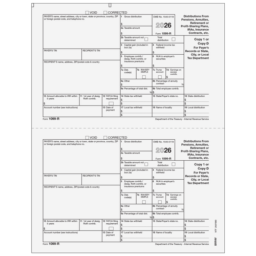 BRPAY05 - Form 1099-R Distributions From Pensions, etc. Copy D/1 Payer/State